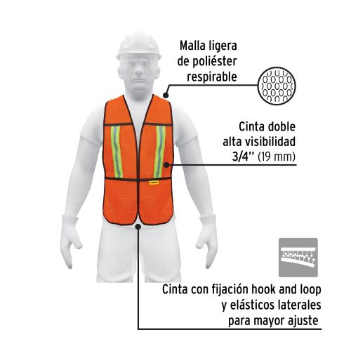 CHALECO DE SEGURIDAD DE MALLA CON REFLEJANTE